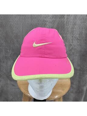 Nike Dri-FIT Hat Cap Strap Back Girls Pink Yellow Running Microfiber Logo Sports